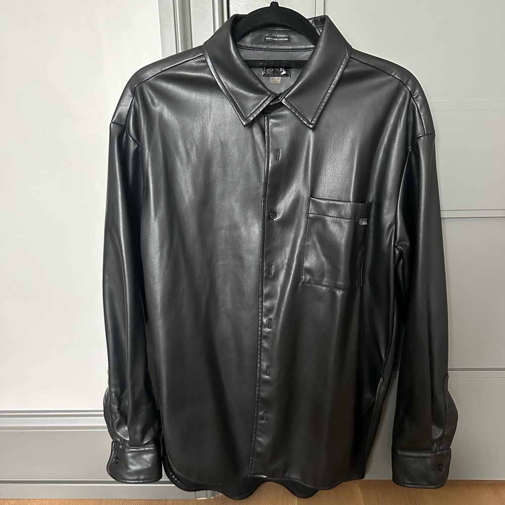 MOTHER DENIM black leather shirt